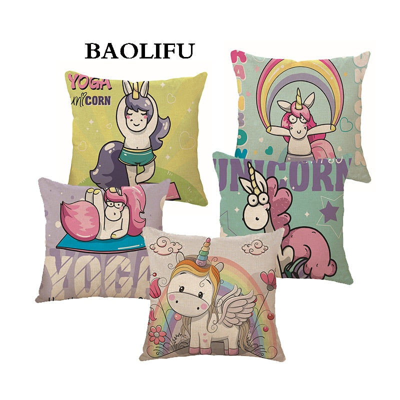 hot sell new throw unicorn cartoon decoration kid unicorn cushion cover