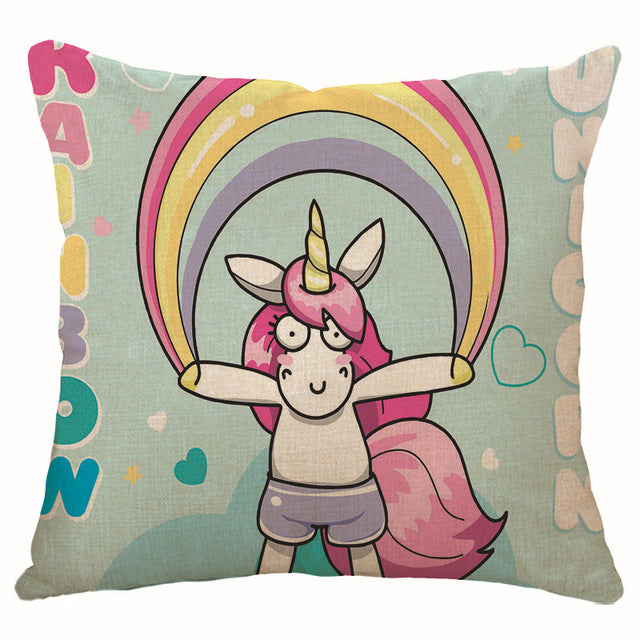 hot sell new throw unicorn cartoon decoration kid unicorn cushion cover 450mm*450mm / c4