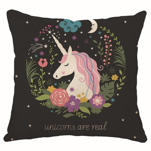 hot sell new throw unicorn cartoon decoration kid unicorn cushion cover 450mm*450mm / c6