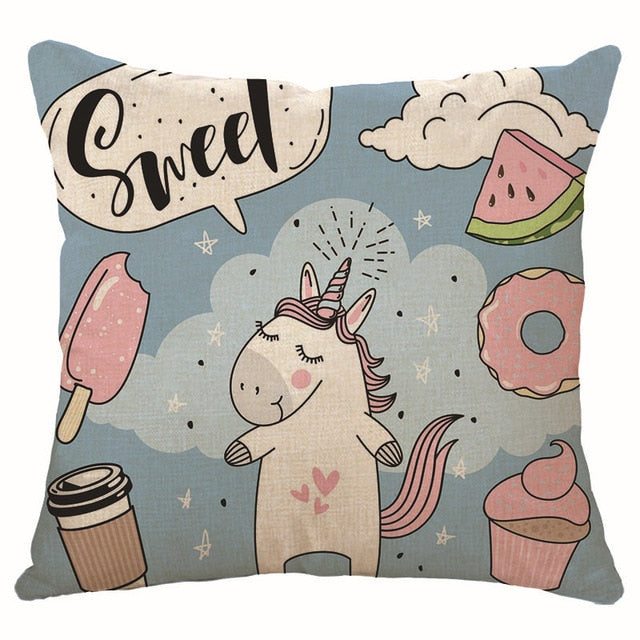 hot sell new throw unicorn cartoon decoration kid unicorn cushion cover 450mm*450mm / c7