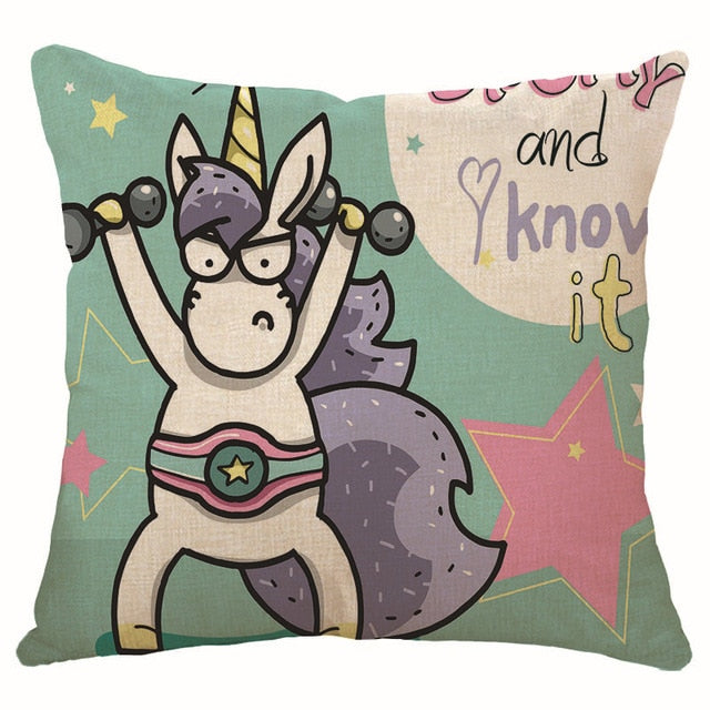 hot sell new throw unicorn cartoon decoration kid unicorn cushion cover 450mm*450mm / c12
