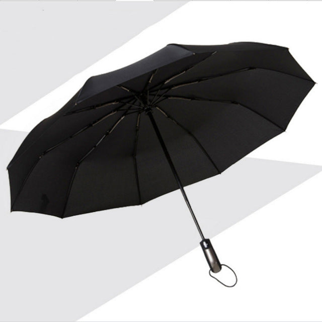 new fully-automatic three folding male commercial compact large strong frame windproof 10ribs gentle black umbrellas same as picture