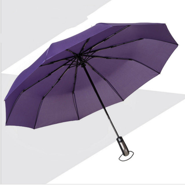 new fully-automatic three folding male commercial compact large strong frame windproof 10ribs gentle black umbrellas same as picture 3