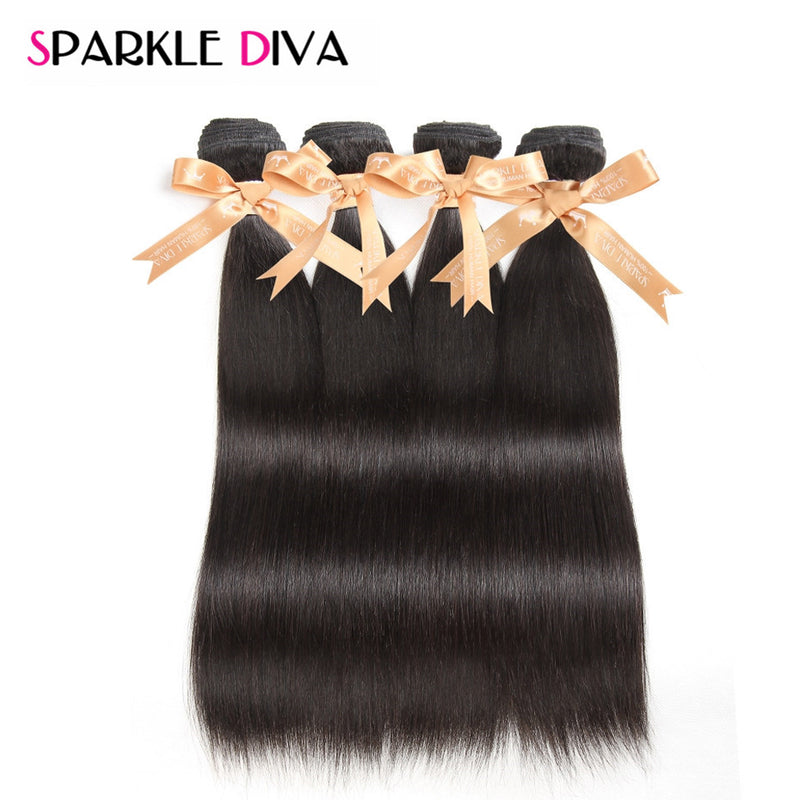 sparkle diva hair  peruvian straight hair weave 100% human hair bundles 3 or 4 bundles/lot non remy hair extensions