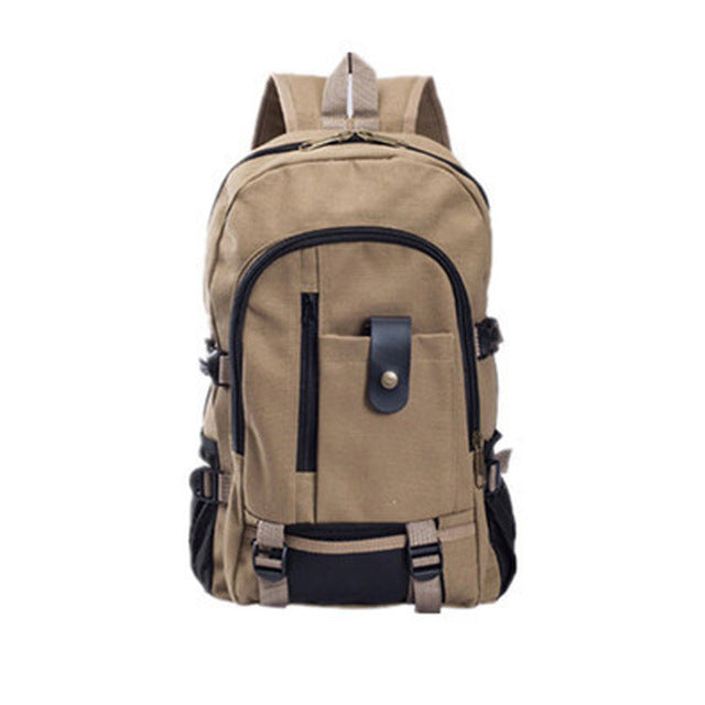 outdoor sports fitness gym bags canvas large capacity men's shoulder backpack  travel backpacks college bag dark khaki