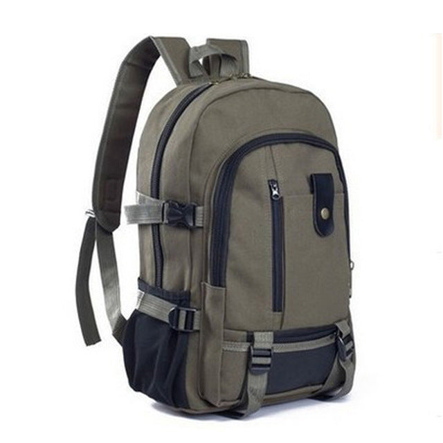 outdoor sports fitness gym bags canvas large capacity men's shoulder backpack  travel backpacks college bag army green