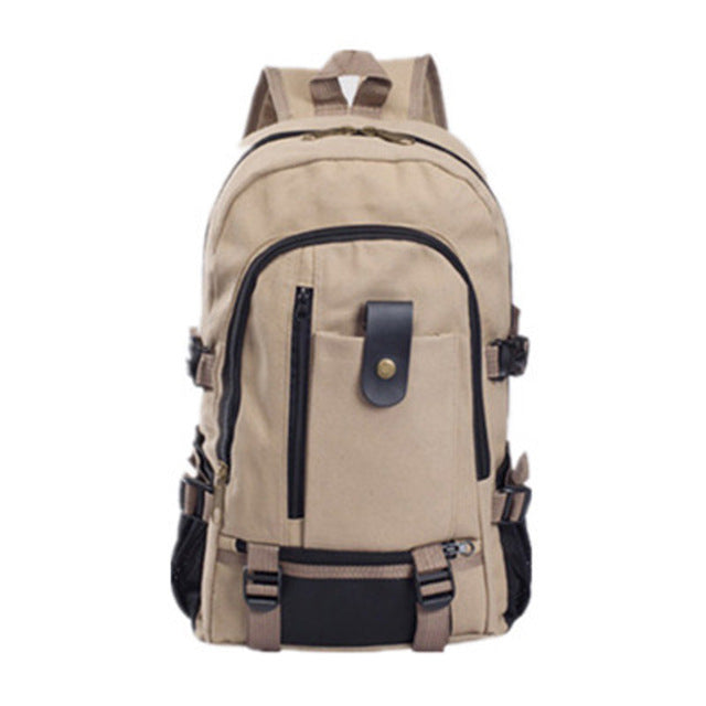 outdoor sports fitness gym bags canvas large capacity men's shoulder backpack  travel backpacks college bag light khaki
