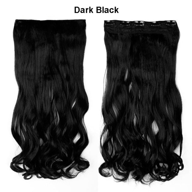 snoilite 17/24/27/29" long curly synthetic clip in hair extensions half full head hairpiece 5 clips one piece black brown blonde