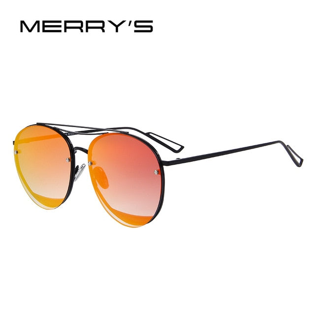 merry's new arrival women classic brand designer rimless sunglasses twin beam metal frame sun glasses c05 red