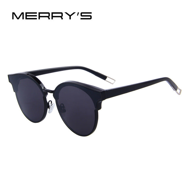 merry's women cat eye sunglasses classic brand designer semi rimless sunglasses c01 black