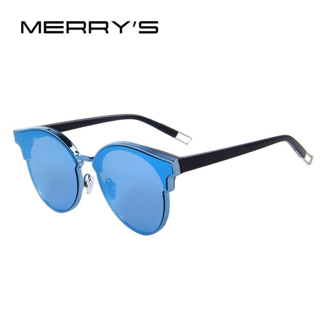 merry's women cat eye sunglasses classic brand designer semi rimless sunglasses c04 blue
