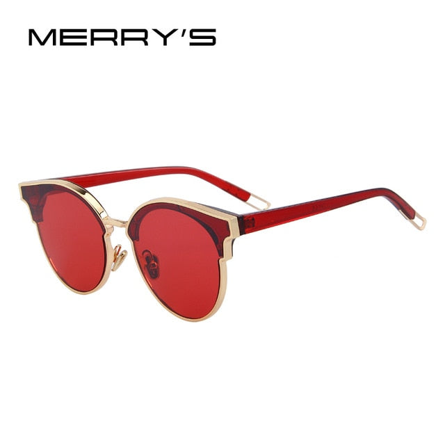 merry's women cat eye sunglasses classic brand designer semi rimless sunglasses c07 red