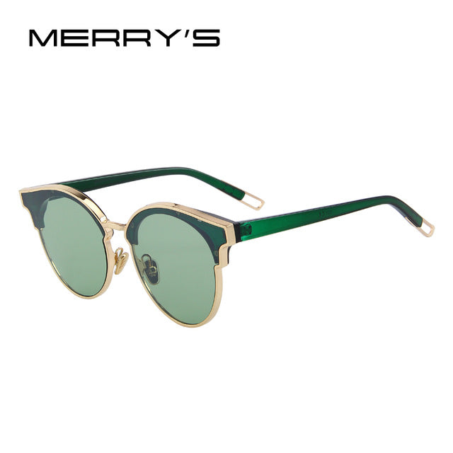 merry's women cat eye sunglasses classic brand designer semi rimless sunglasses c08 green