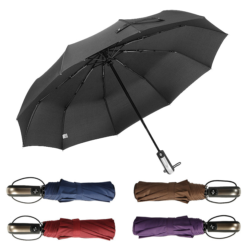 new automatic three-folding automatic umbrella sun rain women male auto luxury windproof travel umbrellas for men black dropship