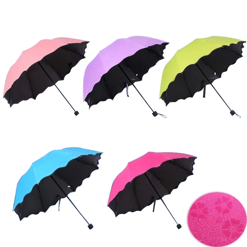 new lady princess magic flowers dome parasol sun/rain folding umbrella prain women transparent umbrella brass knuckles for women