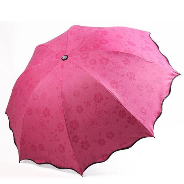 new lady princess magic flowers dome parasol sun/rain folding umbrella prain women transparent umbrella brass knuckles for women rose