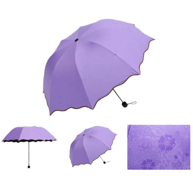 new lady princess magic flowers dome parasol sun/rain folding umbrella prain women transparent umbrella brass knuckles for women purple