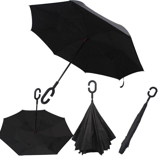 folding reverse umbrella double layer inverted windproof rain car umbrellas for women as pic 9