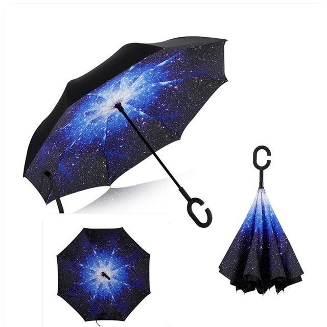 folding reverse umbrella double layer inverted windproof rain car umbrellas for women as pic 11
