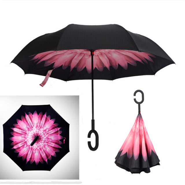folding reverse umbrella double layer inverted windproof rain car umbrellas for women as pic 16