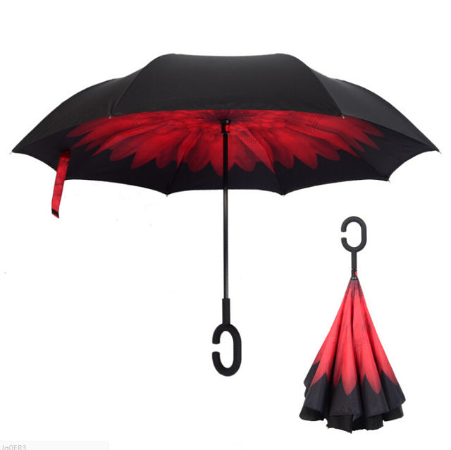 folding reverse umbrella double layer inverted windproof rain car umbrellas for women as pic 18