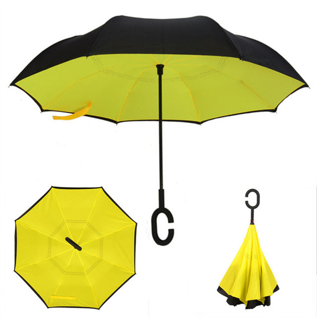 folding reverse umbrella double layer inverted windproof rain car umbrellas for women as pic 22