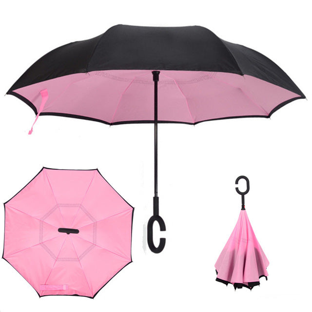 folding reverse umbrella double layer inverted windproof rain car umbrellas for women as pic 23