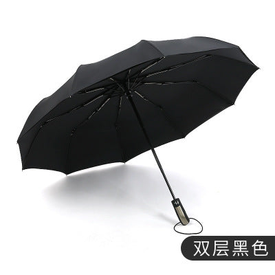 big business umbrellas rain women man full-automatic parasol 10 ribs man folding umbrella male big paraguas plegable black double layer