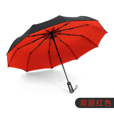 big business umbrellas rain women man full-automatic parasol 10 ribs man folding umbrella male big paraguas plegable red  double layer
