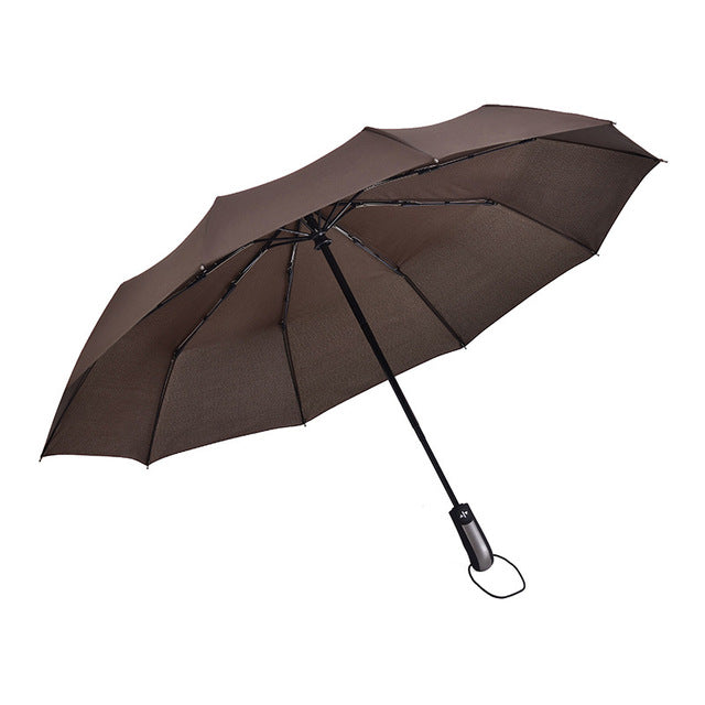big business umbrellas rain women man full-automatic parasol 10 ribs man folding umbrella male big paraguas plegable coffee single layer