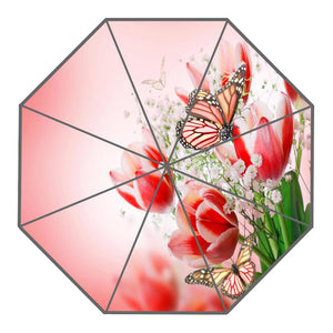 new arrive custom colorful butterfly, flowers umbrellas creative design high quality foldable rain umbrella