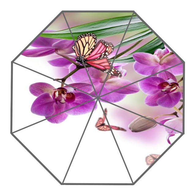 new arrive custom colorful butterfly, flowers umbrellas creative design high quality foldable rain umbrella blue