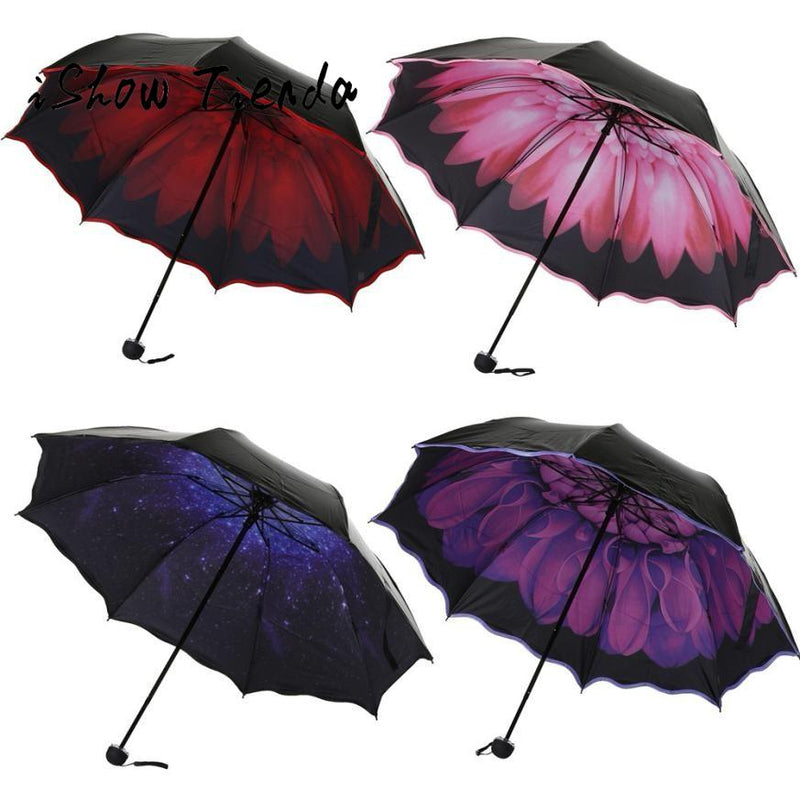 travel parasol folding rain windproof umbrella double folding anti-uv sun/rain umbrella paraguas de vinilo de encaje #p