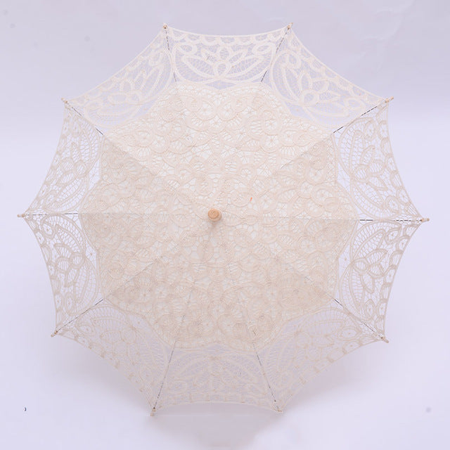 qunyingxiu handmade lace sunny umbrella process lace umbrella photography recital dance wedding decoration sun umbrella beige