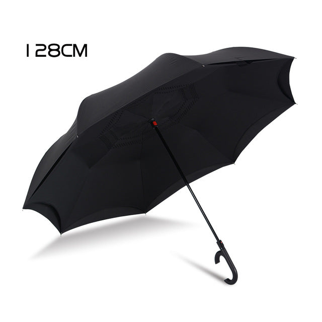 bachon reverse windproof umbrella,auto close double-layer inverted umbrella for men women car umbrella black-128cm