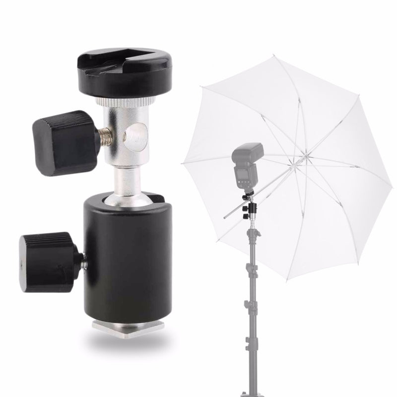 universal 360 degree camera flash hot shoe adapter umbrella holder swivel light stand bracket type c photography accessory black