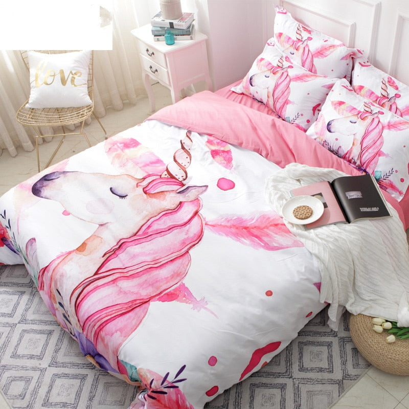 3d unicorn bedding set floral 3/4piece bedspreads