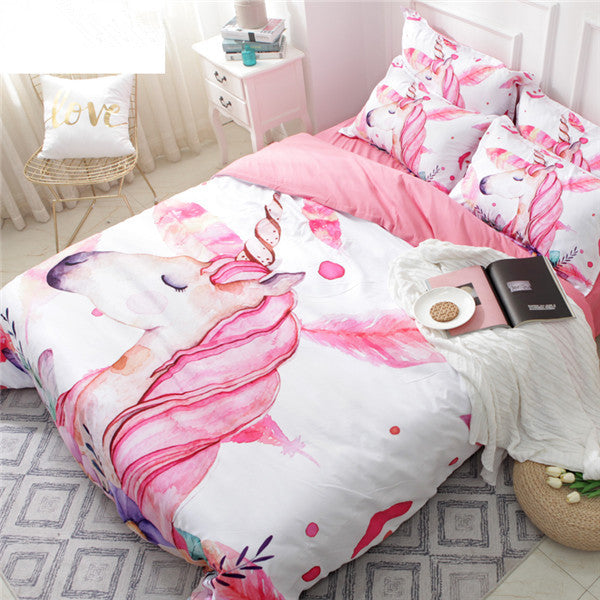 3d unicorn bedding set floral 3/4piece bedspreads