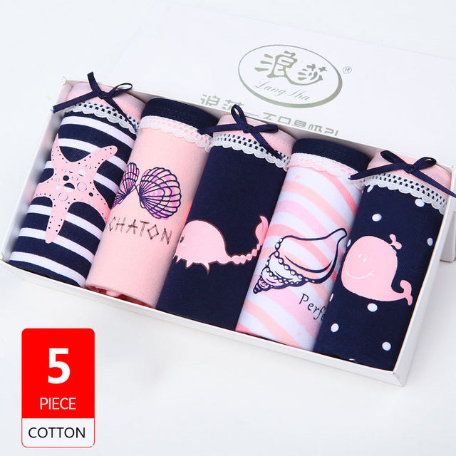 5pcs/lot cotton panties women underwear sexy briefs seamless cute print briefs soft comfort plus sizexxl girls lingeries