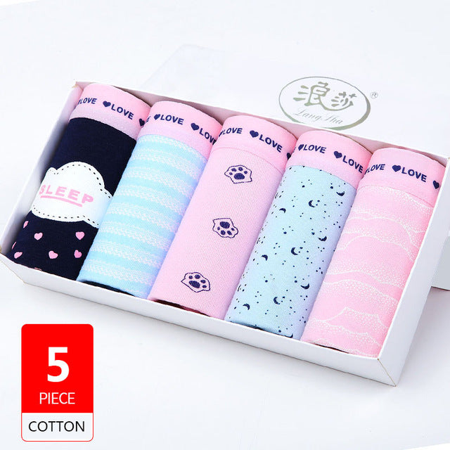 5pcs/lot cotton panties women underwear sexy briefs seamless cute print briefs soft comfort plus sizexxl girls lingeries