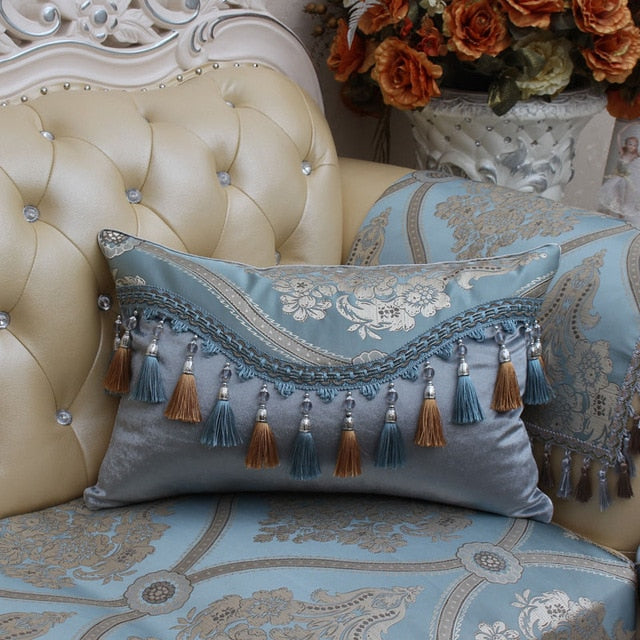 rectangle cushion cover floral print with tassel throw pillowcase luxury decorative