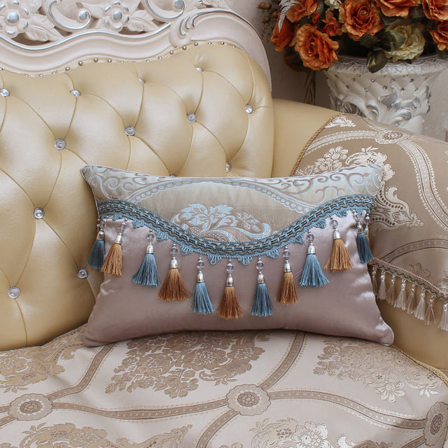 rectangle cushion cover floral print with tassel throw pillowcase luxury decorative
