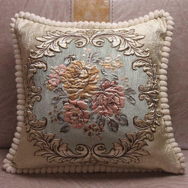 chenille fabric jacquard embroidered cushion covers royal elegant 480mm*480mm / light blue
