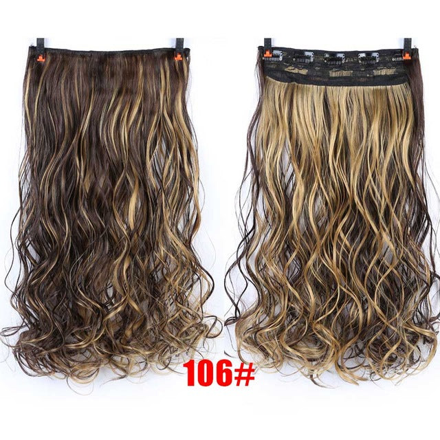 70cm 5 clip in hair extension heat resistant fake hairpieces long wavy hairstyles synthetic clip in on hair extensions