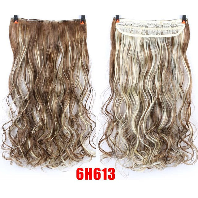 70cm 5 clip in hair extension heat resistant fake hairpieces long wavy hairstyles synthetic clip in on hair extensions 4/27hl / 28inches