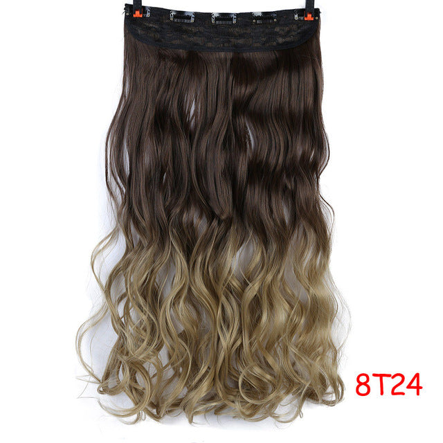70cm 5 clip in hair extension heat resistant fake hairpieces long wavy hairstyles synthetic clip in on hair extensions t27/30/4 / 28inches