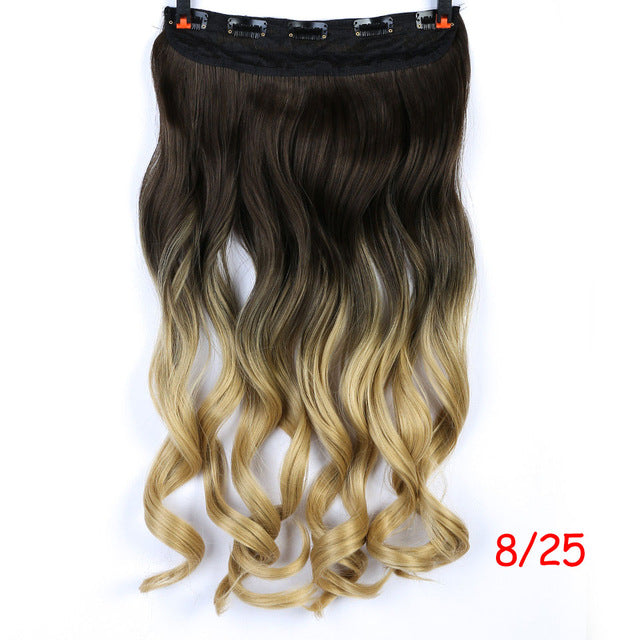 70cm 5 clip in hair extension heat resistant fake hairpieces long wavy hairstyles synthetic clip in on hair extensions