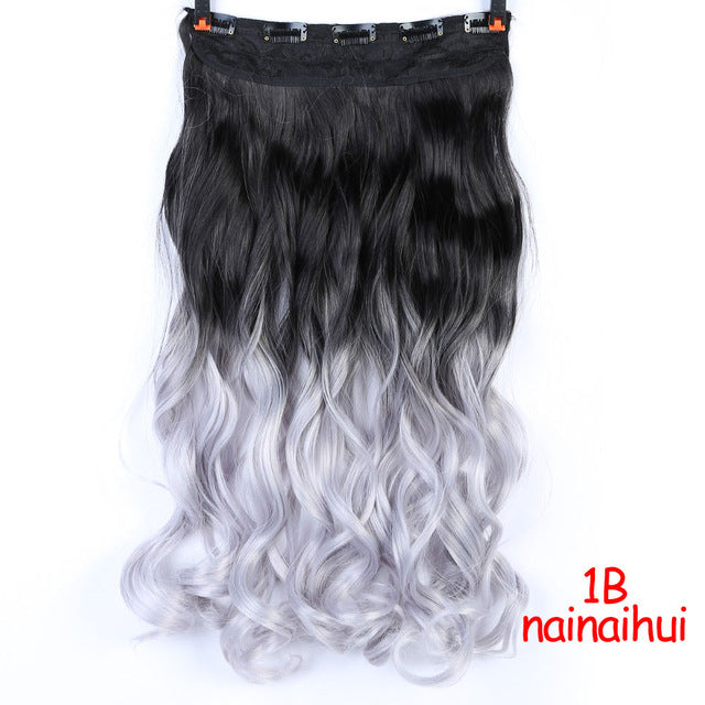 70cm 5 clip in hair extension heat resistant fake hairpieces long wavy hairstyles synthetic clip in on hair extensions p4/27 / 20inches