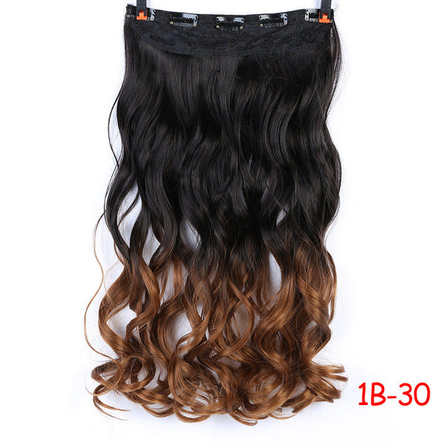 70cm 5 clip in hair extension heat resistant fake hairpieces long wavy hairstyles synthetic clip in on hair extensions p4/30 / 20inches
