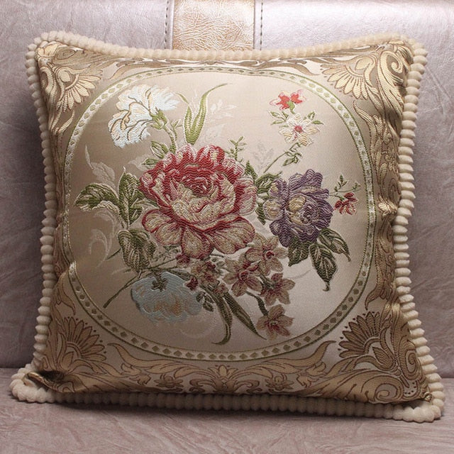 european style jacquard elegant floral decorative cushion covers 480mm*480mm / a beige